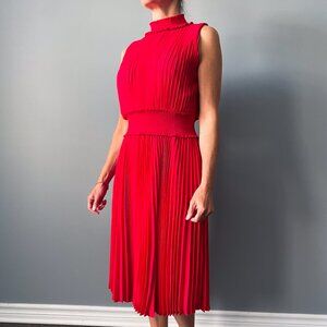 Nanette Lepore Crimson Red Pleated Ruched Lined Dress - Size 6